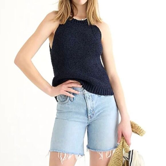 J. Crew, High-neck Loose Knit Sweater Tank in Navy Blue, Women’s Medium - Picture 1 of 12
